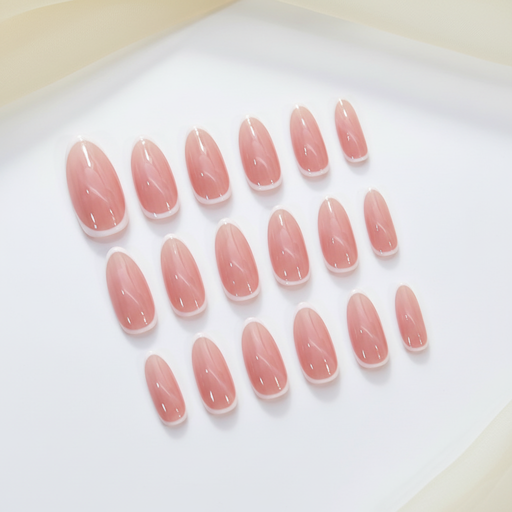 Crepe Pink Press-On Nails Set - Clean Display