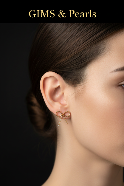 Bow Gold Earring - Ear Black