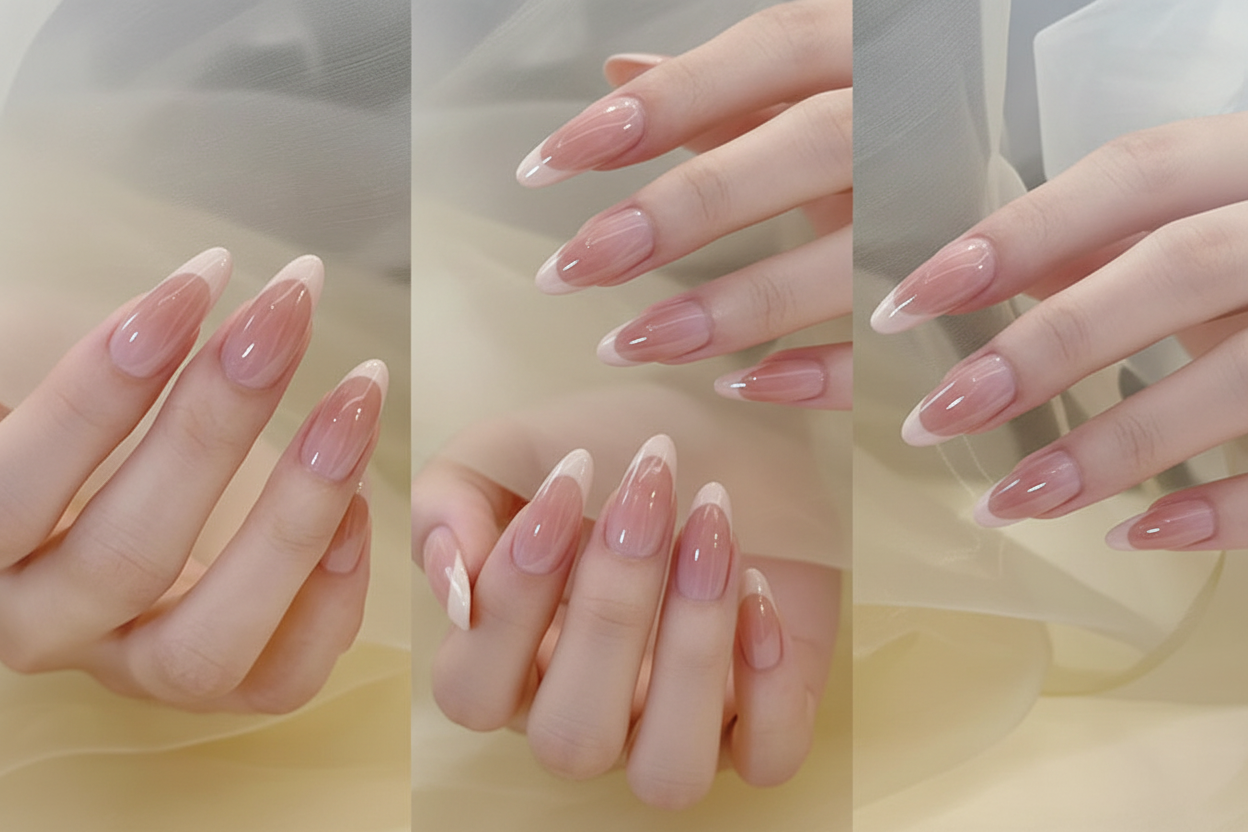 Crepe Pink Nails Close-Up