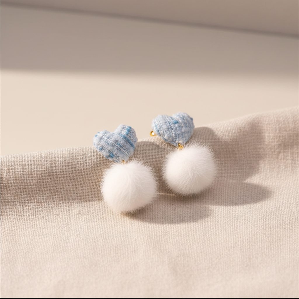 Heart Fur Earrings Display