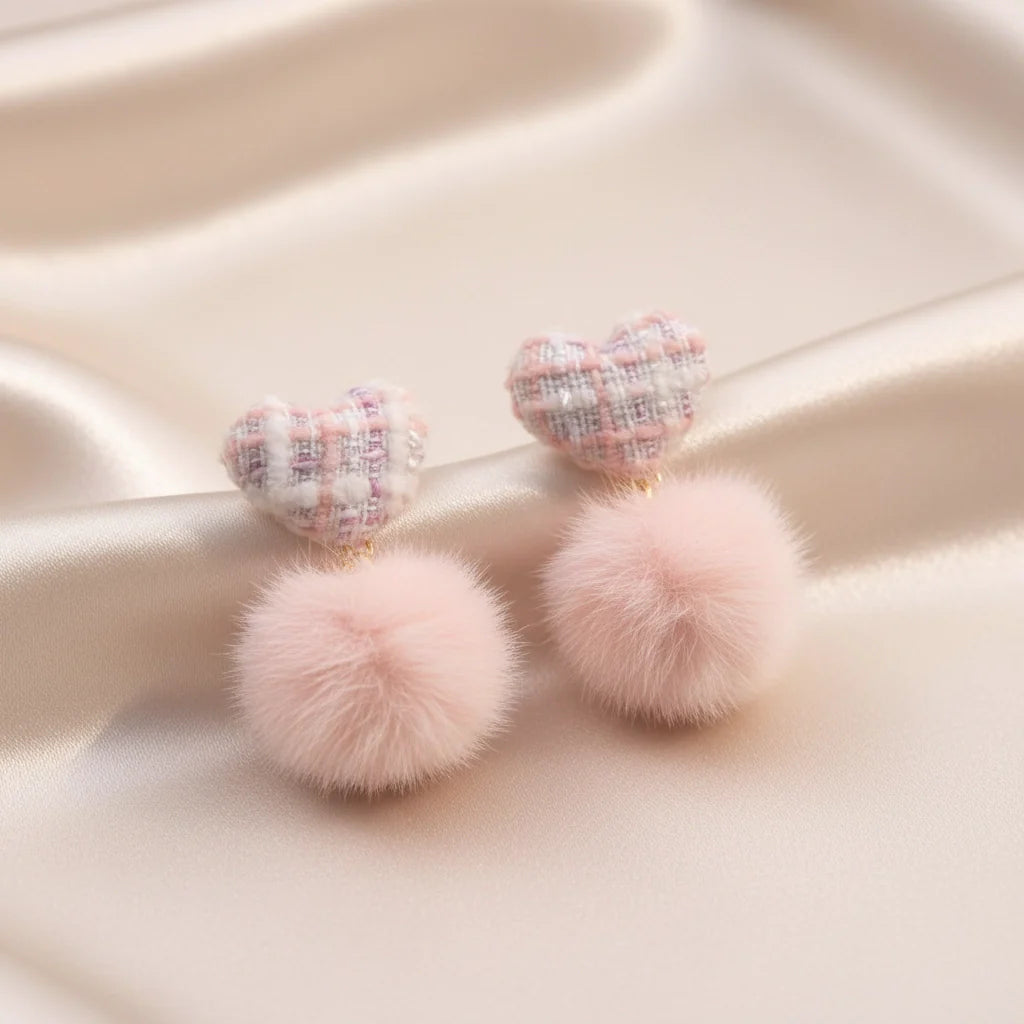 MN-00904 - Fluffy Heart - Earring